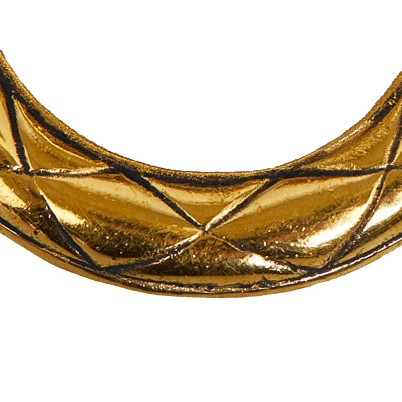 Chanel Vintage Matelasse Circle Earrings Gold Plated