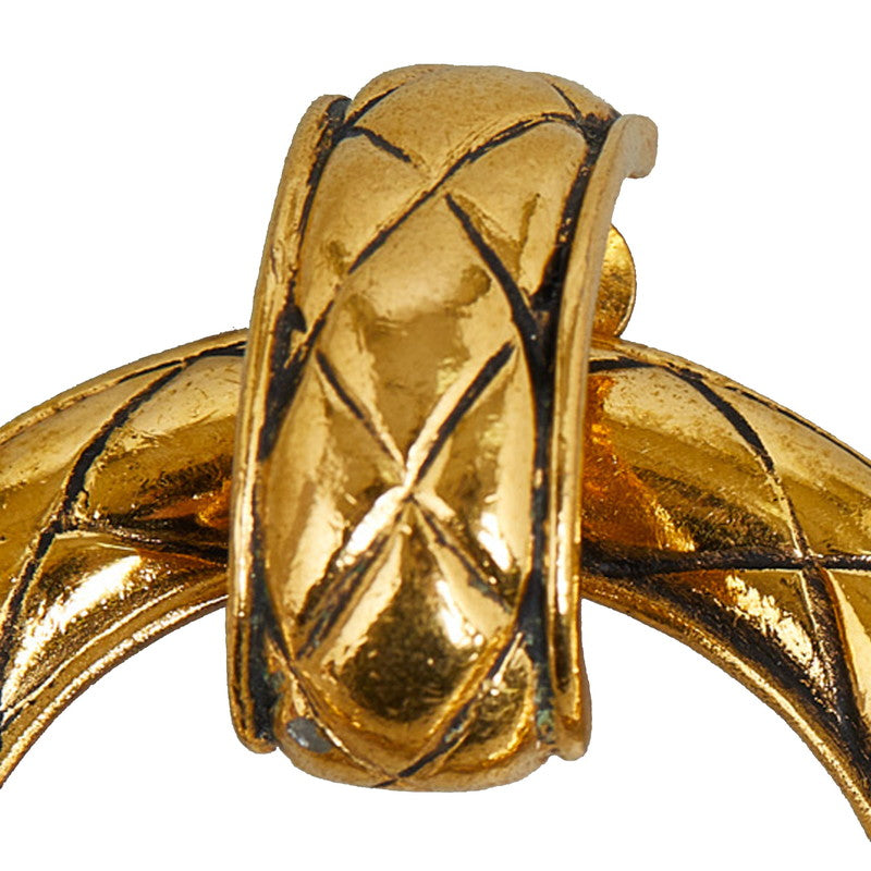 Chanel Vintage Matelasse Circle Earrings Gold Plated