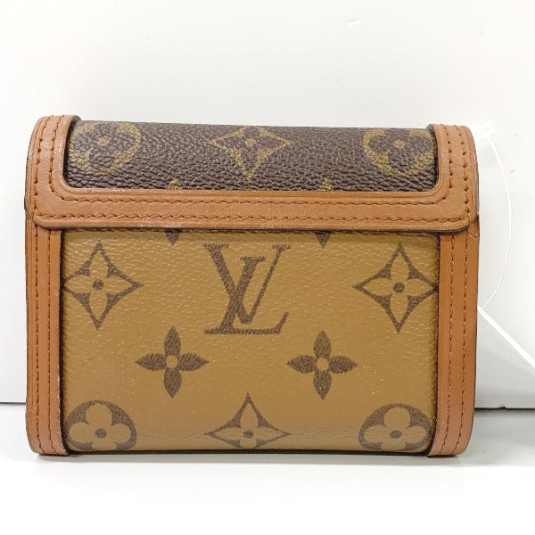 LOUIS VUITTON Coin case M68725 PVC, leather Brown camel Portefeuille Dauphine Monogram reverse compact Women
