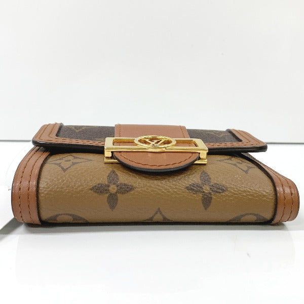 LOUIS VUITTON Coin case M68725 PVC, leather Brown camel Portefeuille Dauphine Monogram reverse compact Women