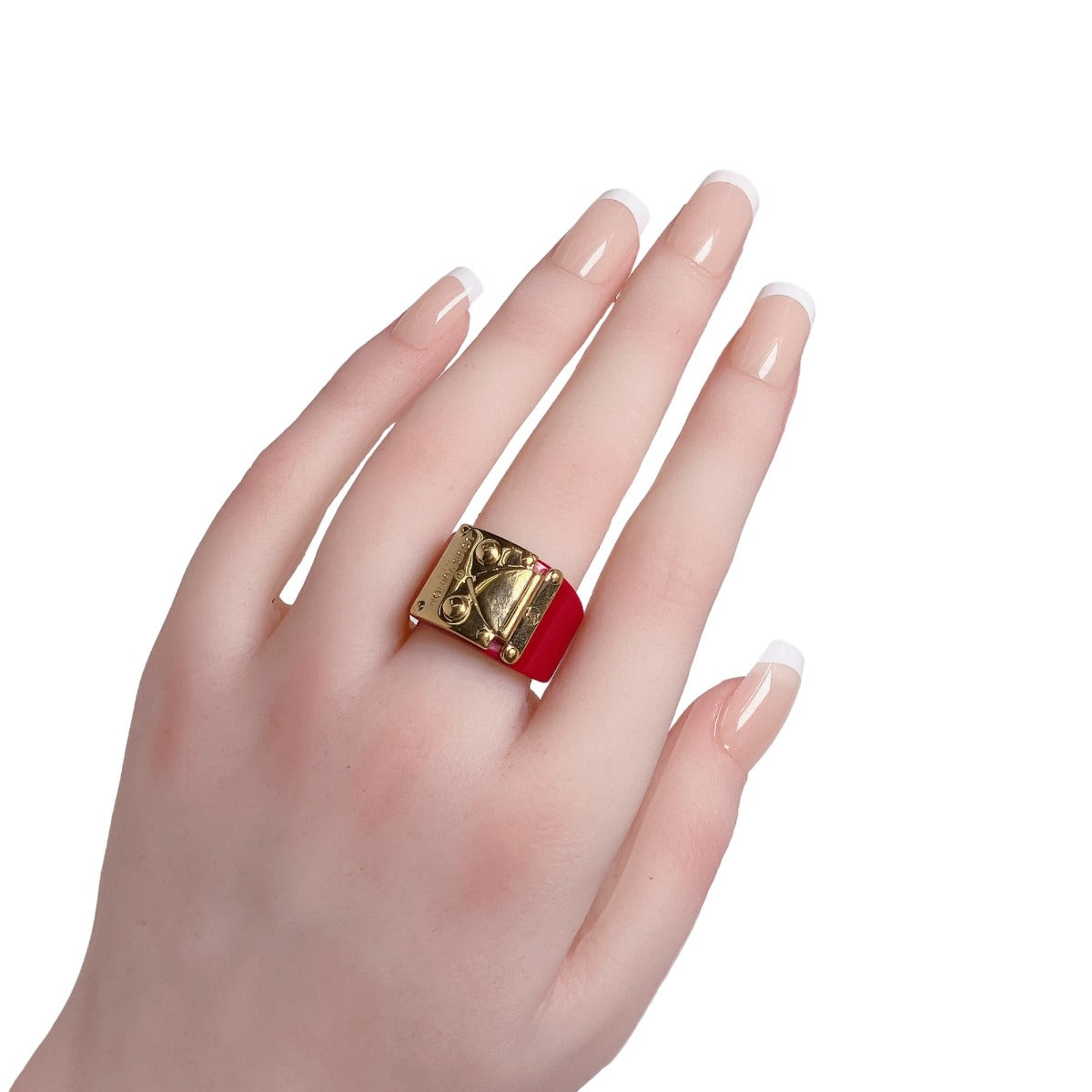 LOUIS VUITTON Ring plastic plastic Red Plastic x Gold Plated L size Women L