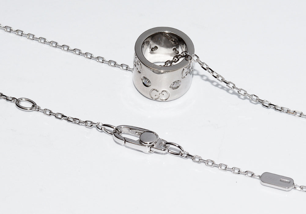 Luxury Gucci Trending 2025 K18WG Diamond Pendant Necklace