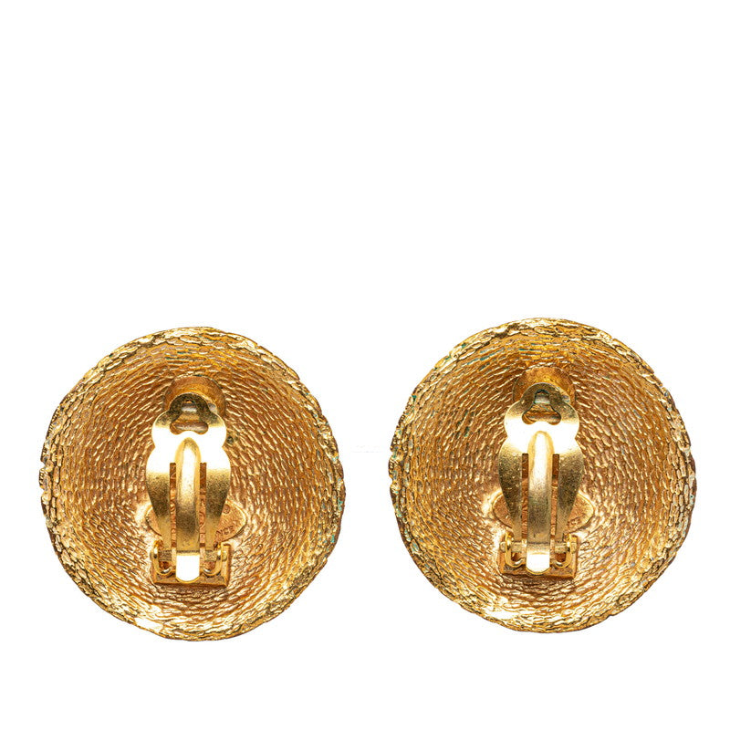 Chanel Vintage Coco Mark Earrings Gold Plated