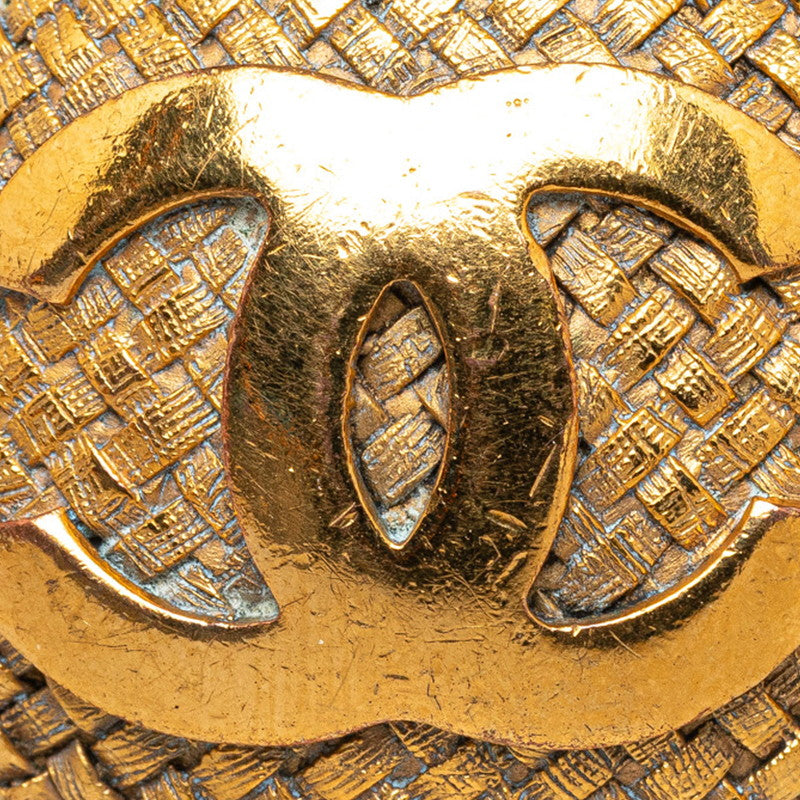Chanel Vintage Coco Mark Earrings Gold Plated
