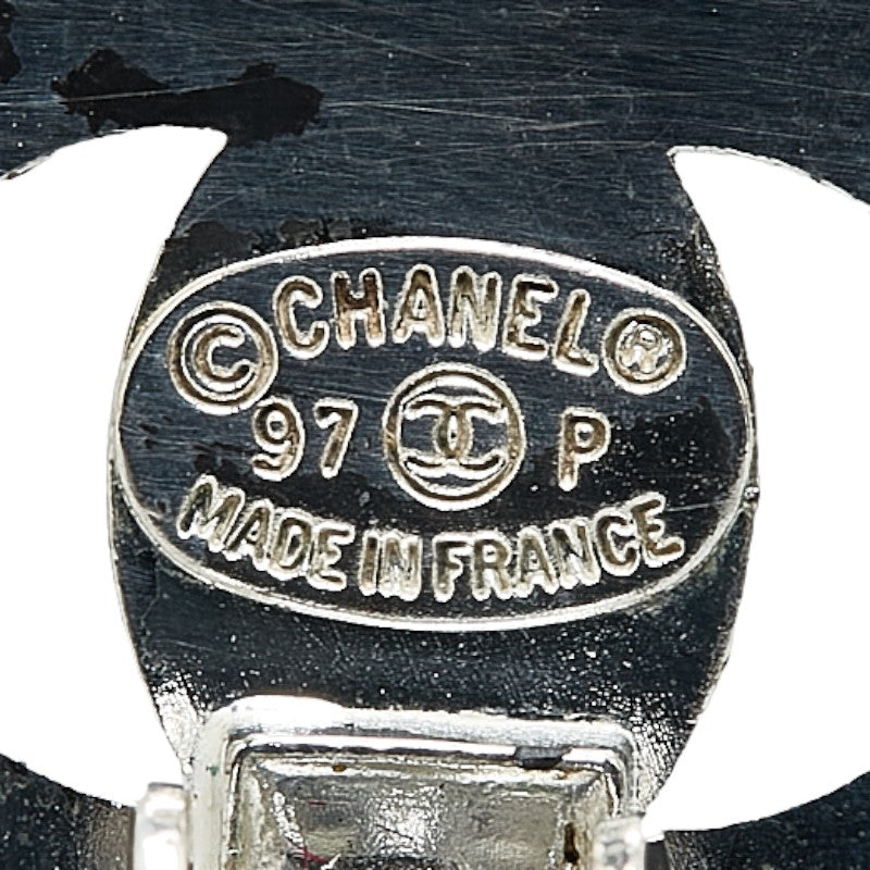 Chanel Vintage Coco Mark Turnlock Earrings Silver Metal