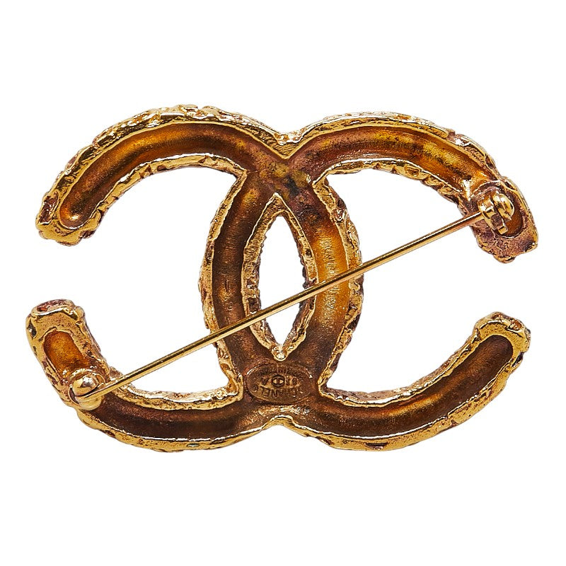 Chanel Vintage Coco Mark Brooch Gold Plated