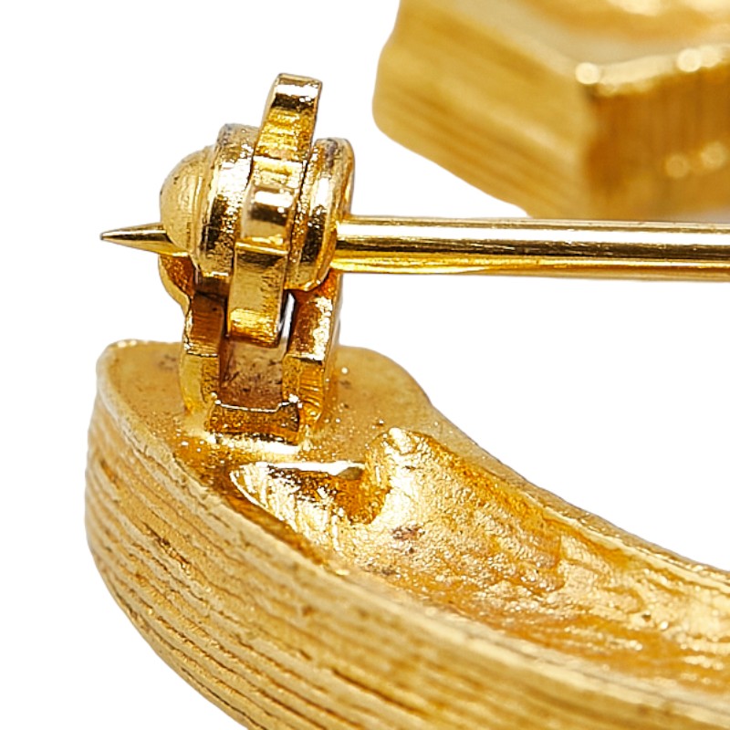 Chanel Vintage Coco Mark Rhinestone Brooch Gold Plated