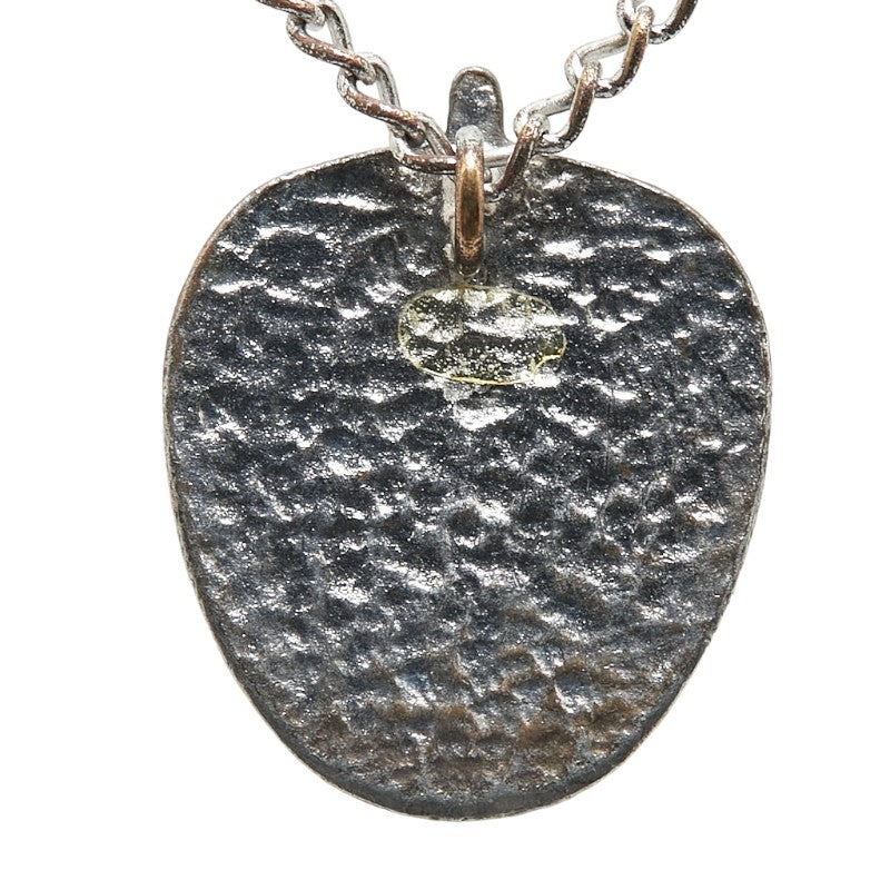Chanel Coco Mark Strawberry Motif Necklace Silver Pink Metal