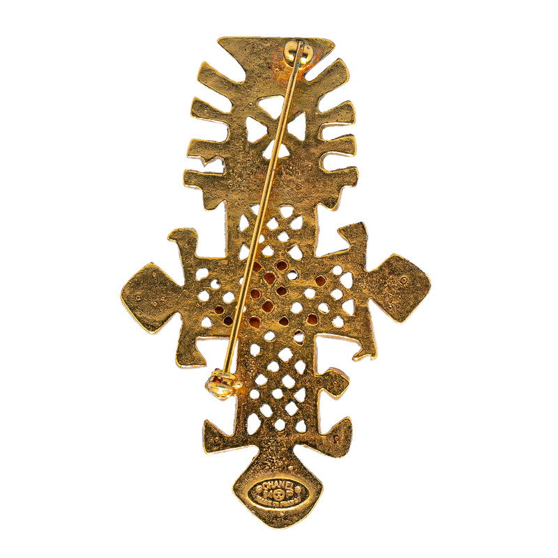 Chanel Vintage Coco Mark Brooch Gold Plated