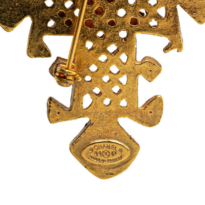 Chanel Vintage Coco Mark Brooch Gold Plated