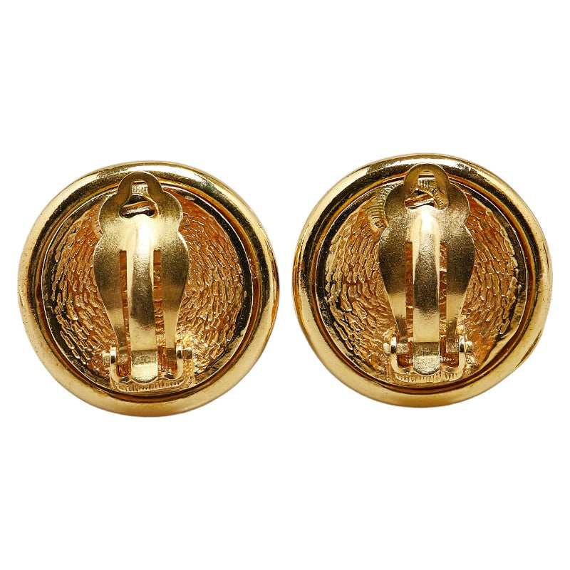 Chanel Vintage Coco Mark Earrings Gold Plated