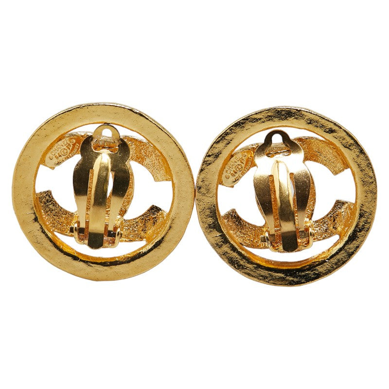Chanel Vintage Coco Mark Round Clip-On Earrings Gold
