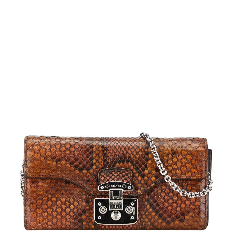 Luxury Gucci Trending 2025 Python Leather Lady Lock Long Wallet 331746