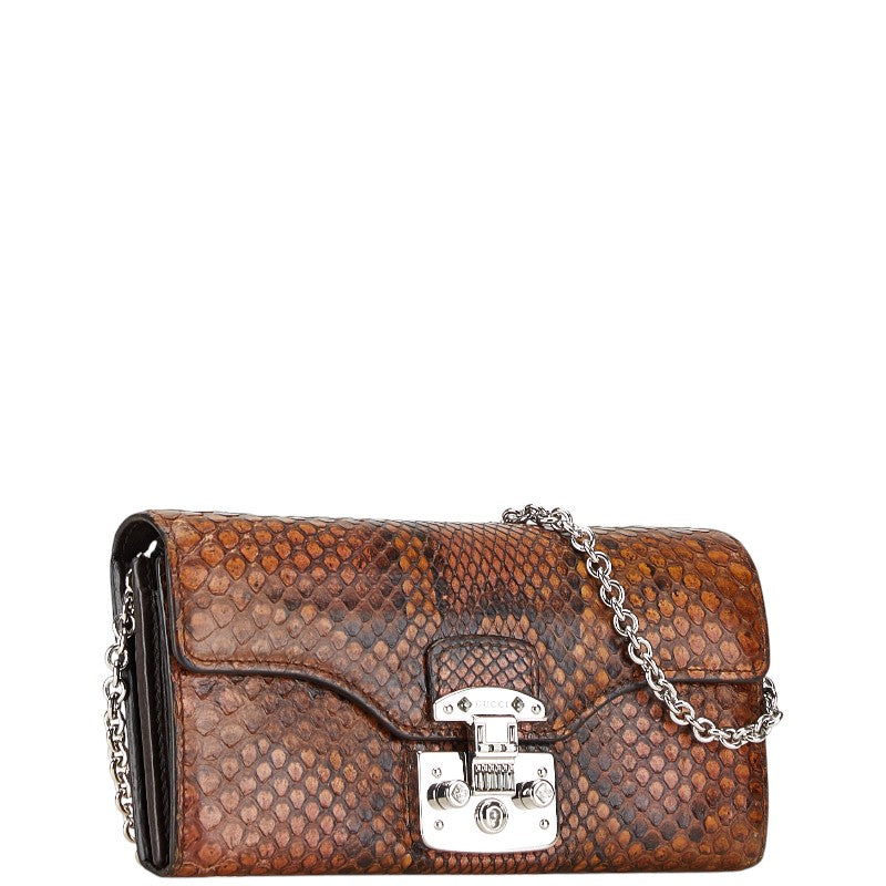 Luxury Gucci Trending 2025 Python Leather Lady Lock Long Wallet 331746