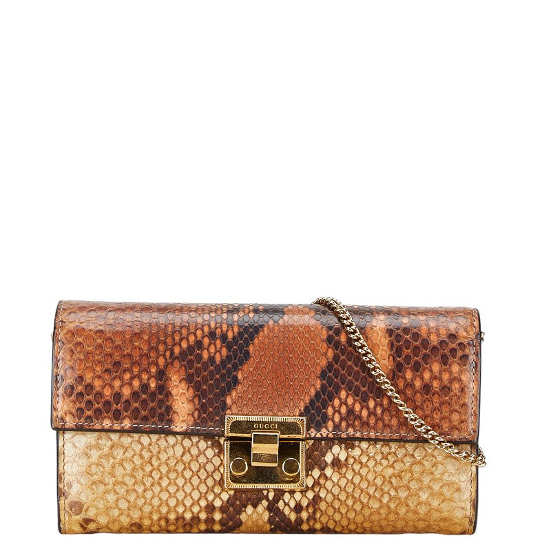 Luxury Gucci Trending 2025 Python Leather Chain Wallet 453506