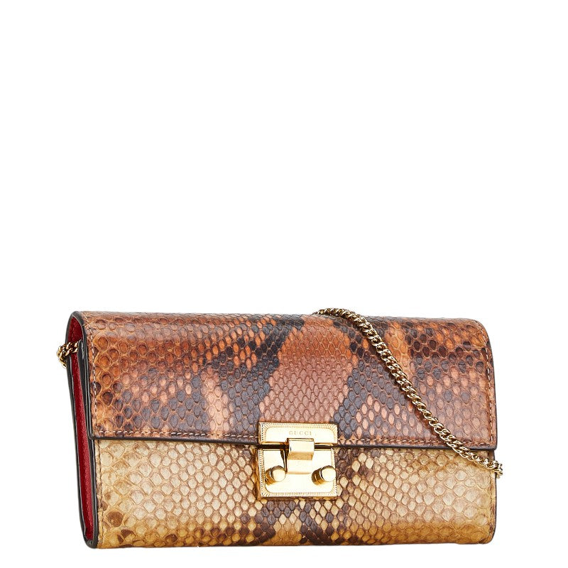 Luxury Gucci Trending 2025 Python Leather Chain Wallet 453506