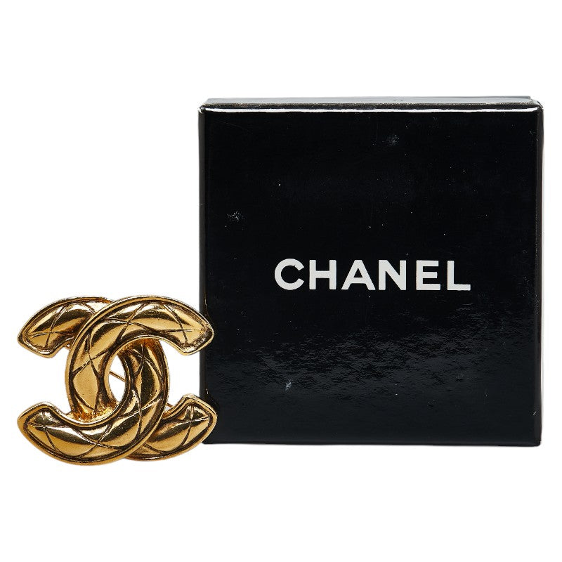 Chanel Coco Mark Matelasse Brooch Gold Plated
