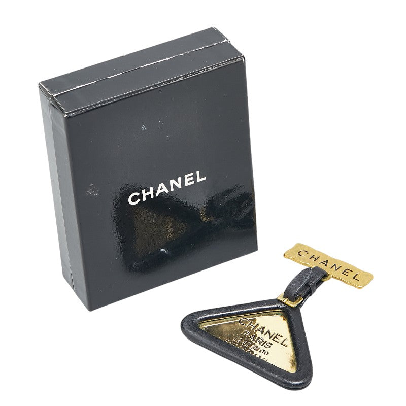Chanel Vintage Triangle Plate Brooch Gold Black