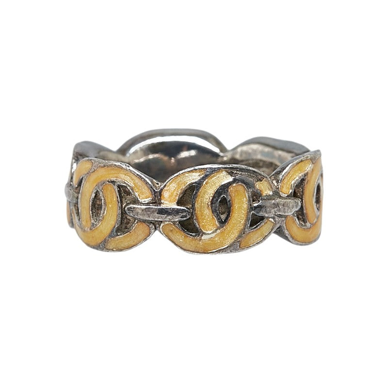 Chanel Coco Mark Metal Ring Silver Beige