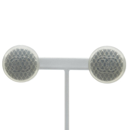 Chanel Coco Mark Earrings Gray Rubber