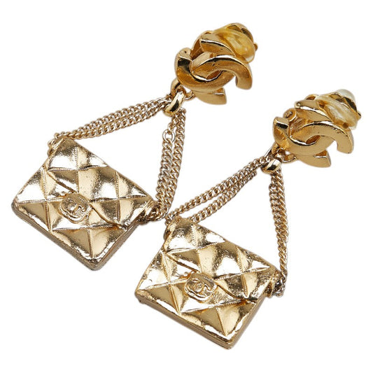 Chanel Coco Mark Matelasse Earrings Gold