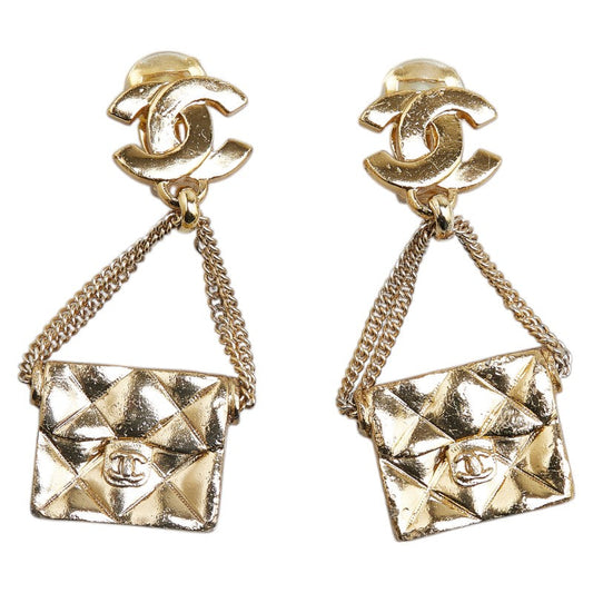 Chanel Coco Mark Matelasse Earrings Gold