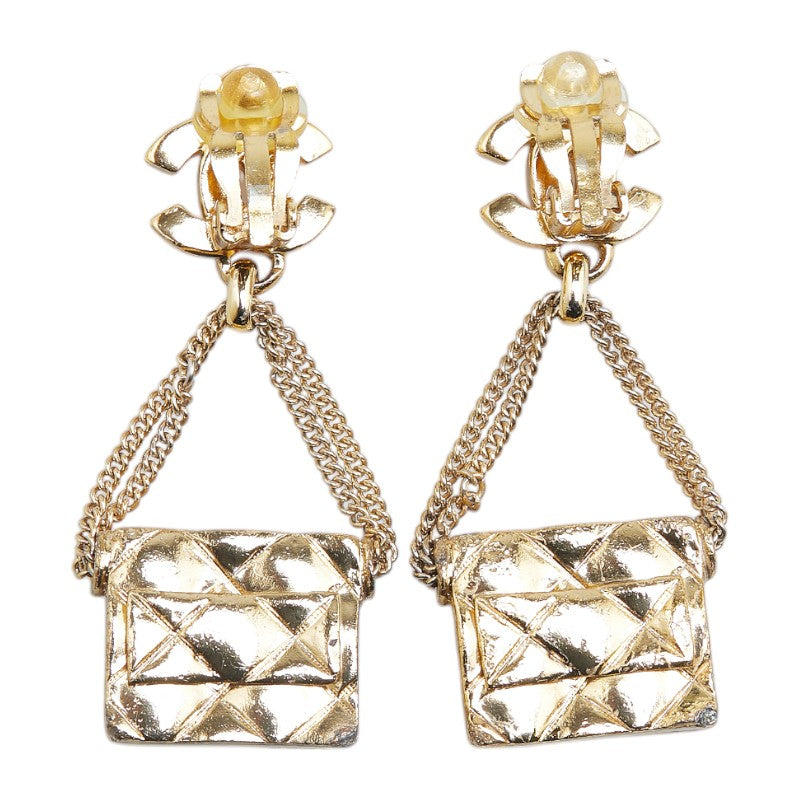 Chanel Coco Mark Matelasse Earrings Gold