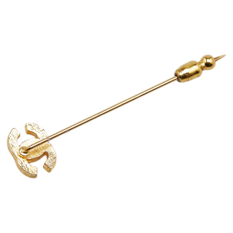Chanel Coco Mark Rhinestone Brooch Gold