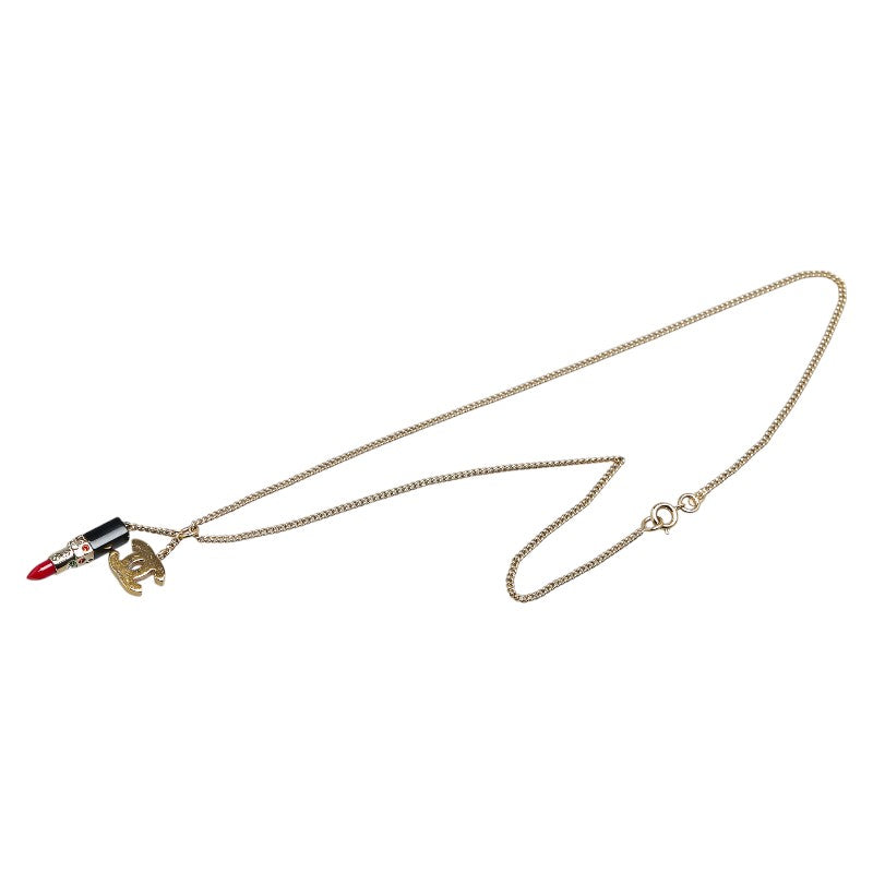 Chanel Coco Mark Lipstick Motif Rhinestone Necklace