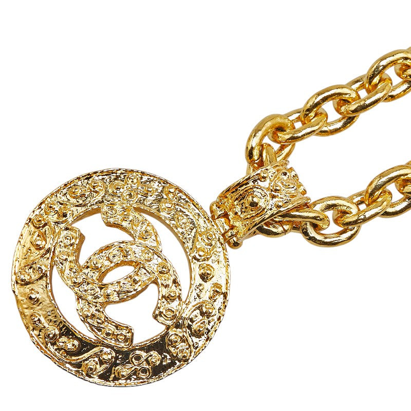 Chanel Vintage Coco Mark Round Necklace Gold