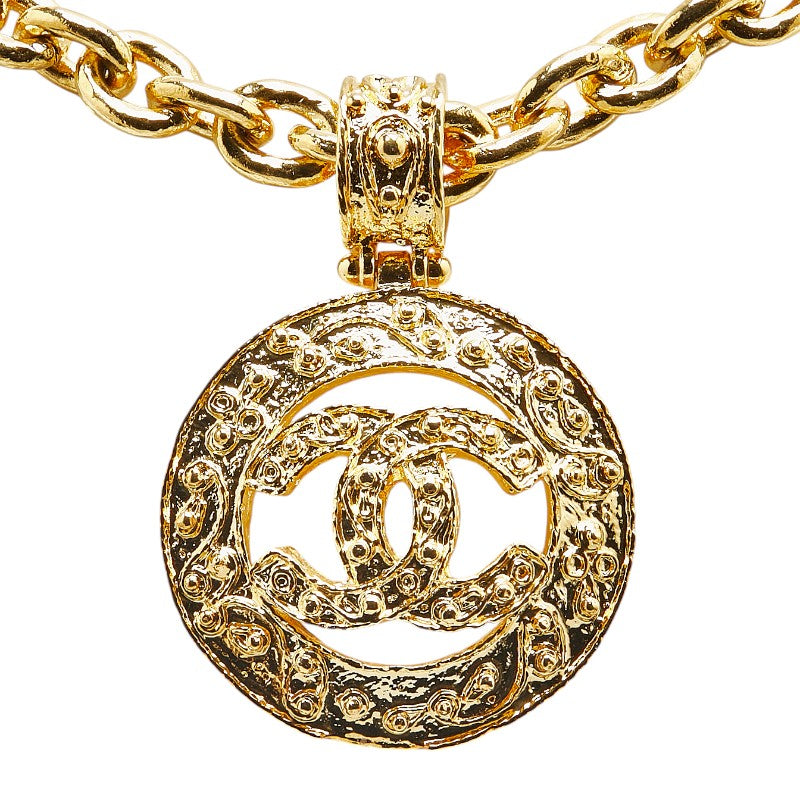 Chanel Vintage Coco Mark Round Necklace Gold