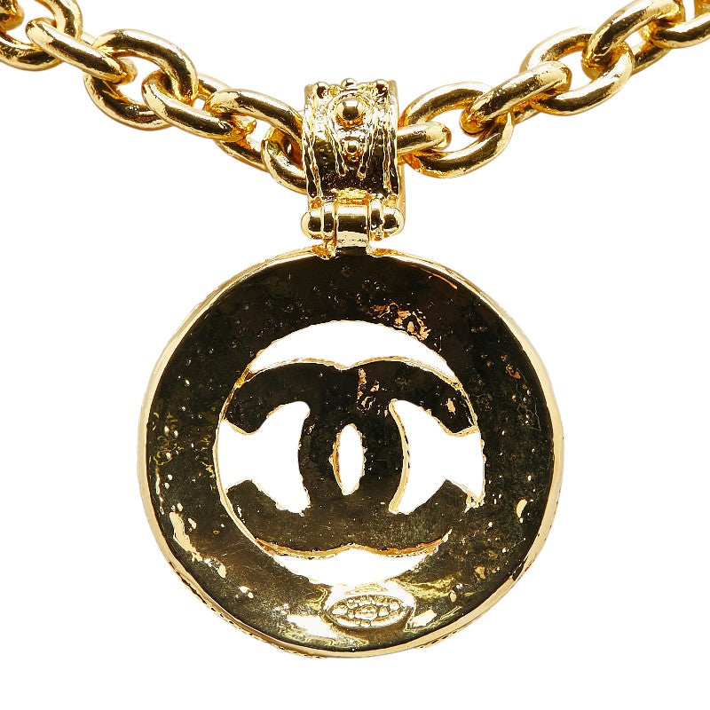 Chanel Vintage Coco Mark Round Necklace Gold