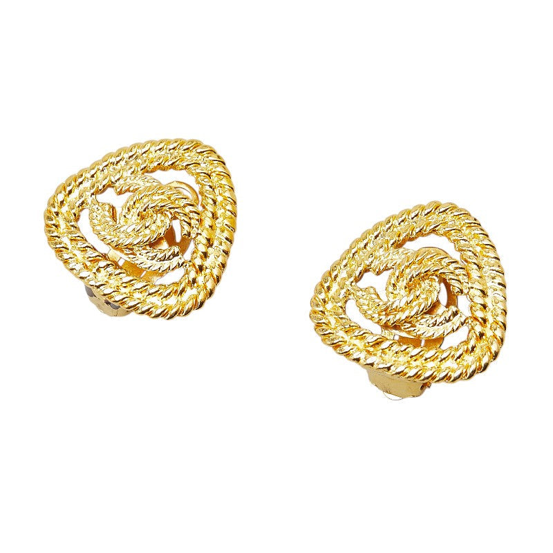 Chanel Coco Mark Triangle Earrings Gold