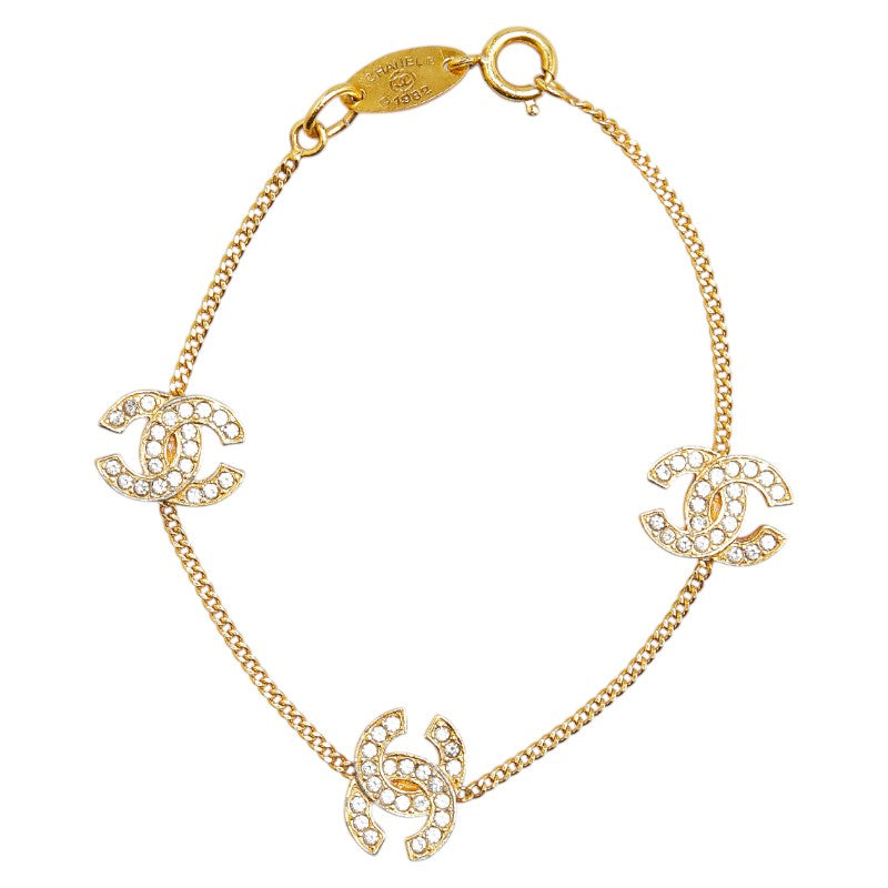 Chanel Coco Mark Rhinestone Bracelet Gold