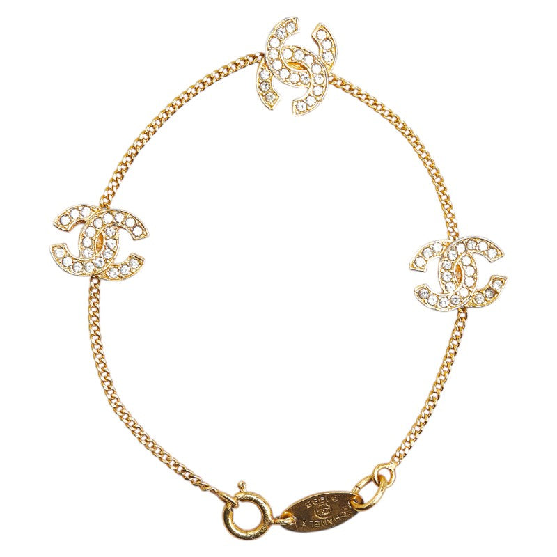 Chanel Coco Mark Rhinestone Bracelet Gold