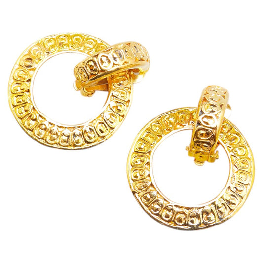 Chanel Gold Plated Round Hoop Earrings