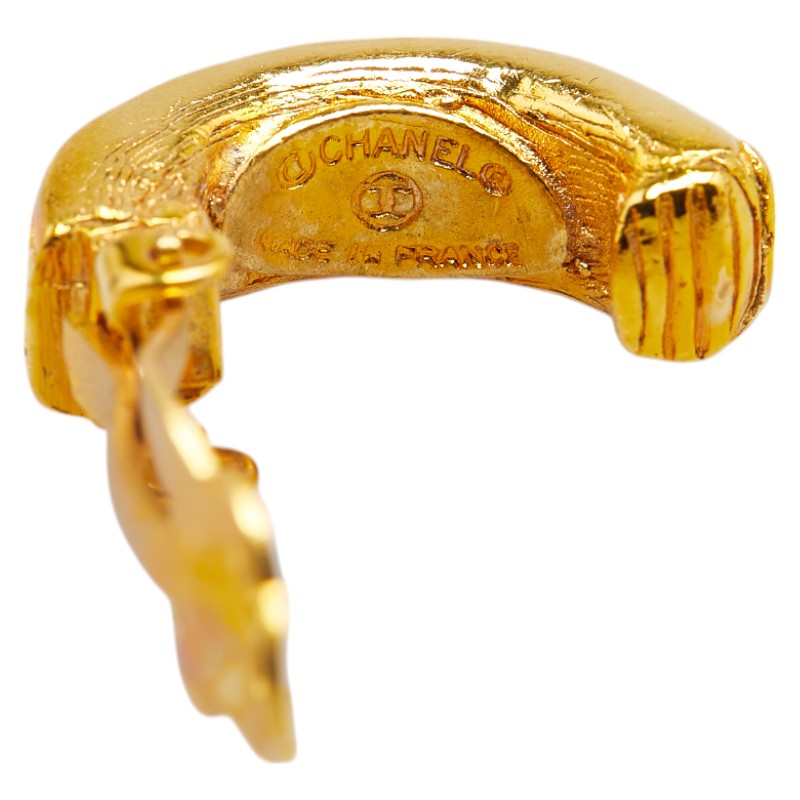 Chanel Gold Plated Round Hoop Earrings