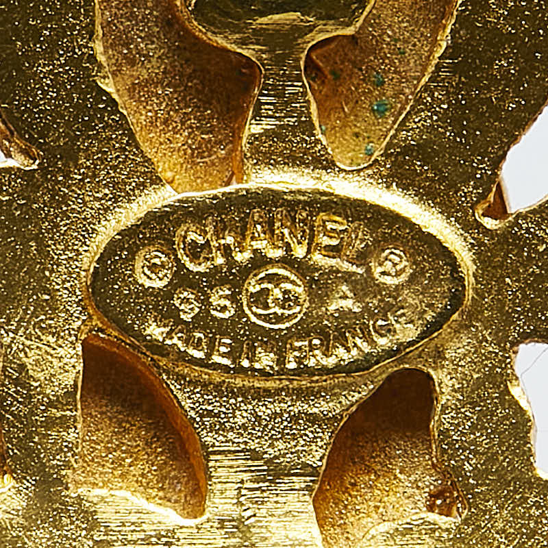 Chanel Vintage Coco Mark Round Brooch Gold