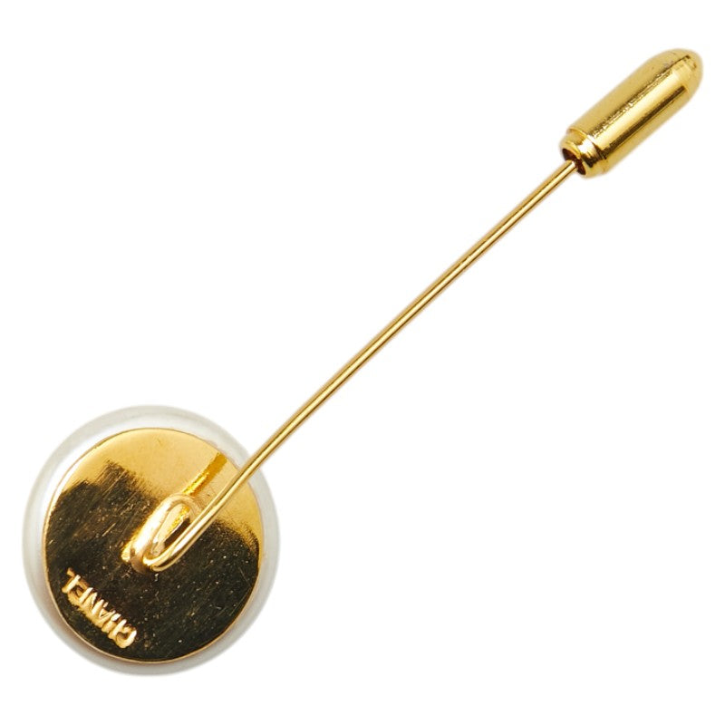 Chanel Coco Mark Faux Pearl Brooch Gold