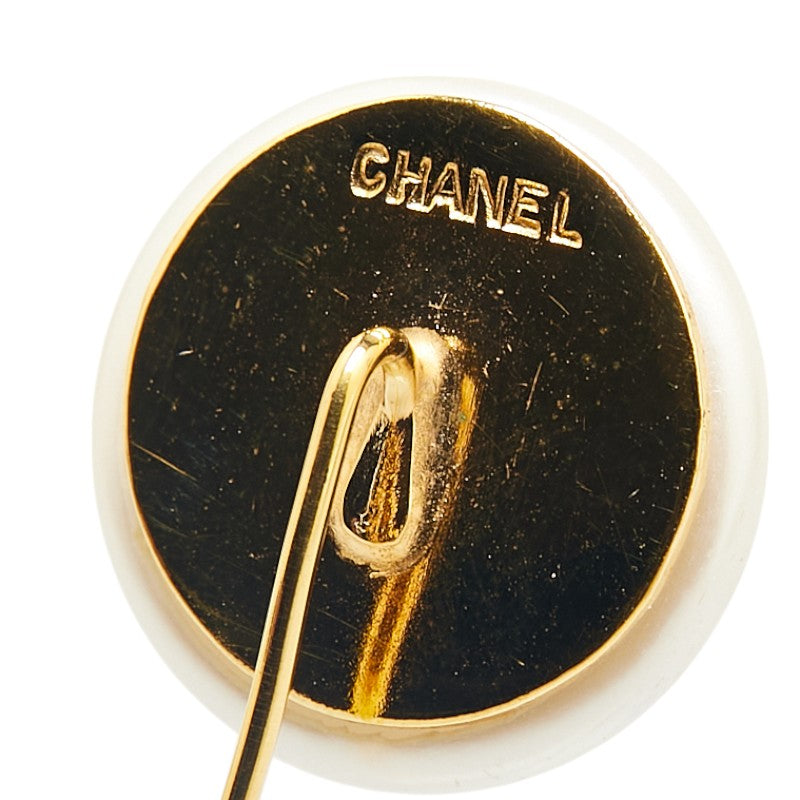 Chanel Coco Mark Faux Pearl Brooch Gold