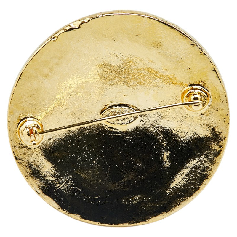 Chanel Vintage Coco Mark Round Brooch Gold