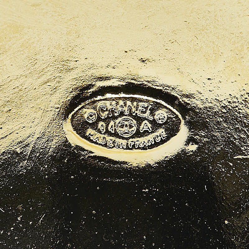 Chanel Vintage Coco Mark Round Brooch Gold