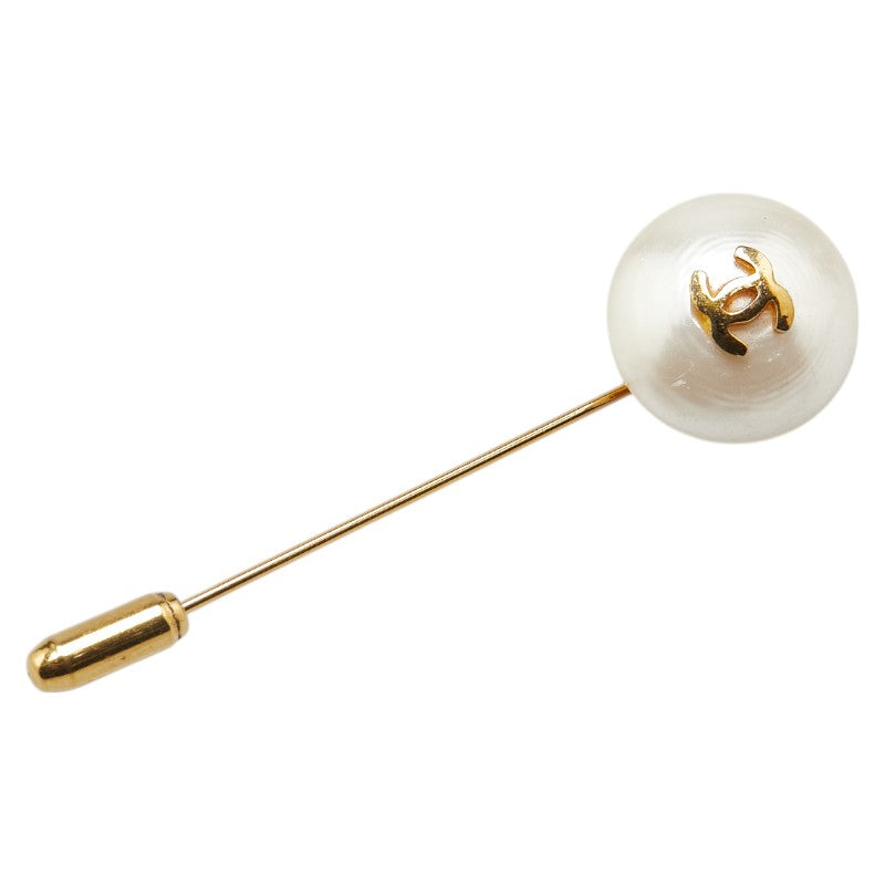 Chanel Coco Mark Faux Pearl Pin Brooch