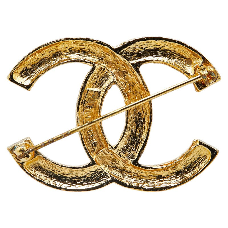 Chanel Coco Mark Rhinestone Brooch Gold