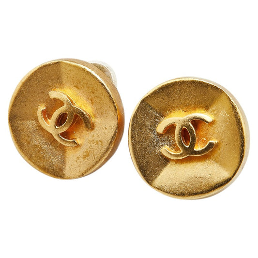 Chanel Vintage Coco Mark Earrings Gold