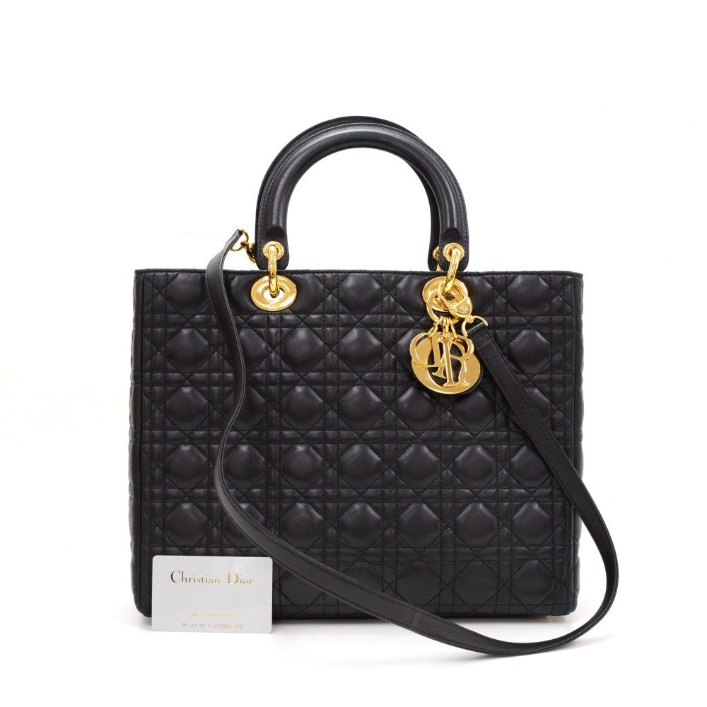 Lady Luxury DiorCannage Quilt Leather Large Bag