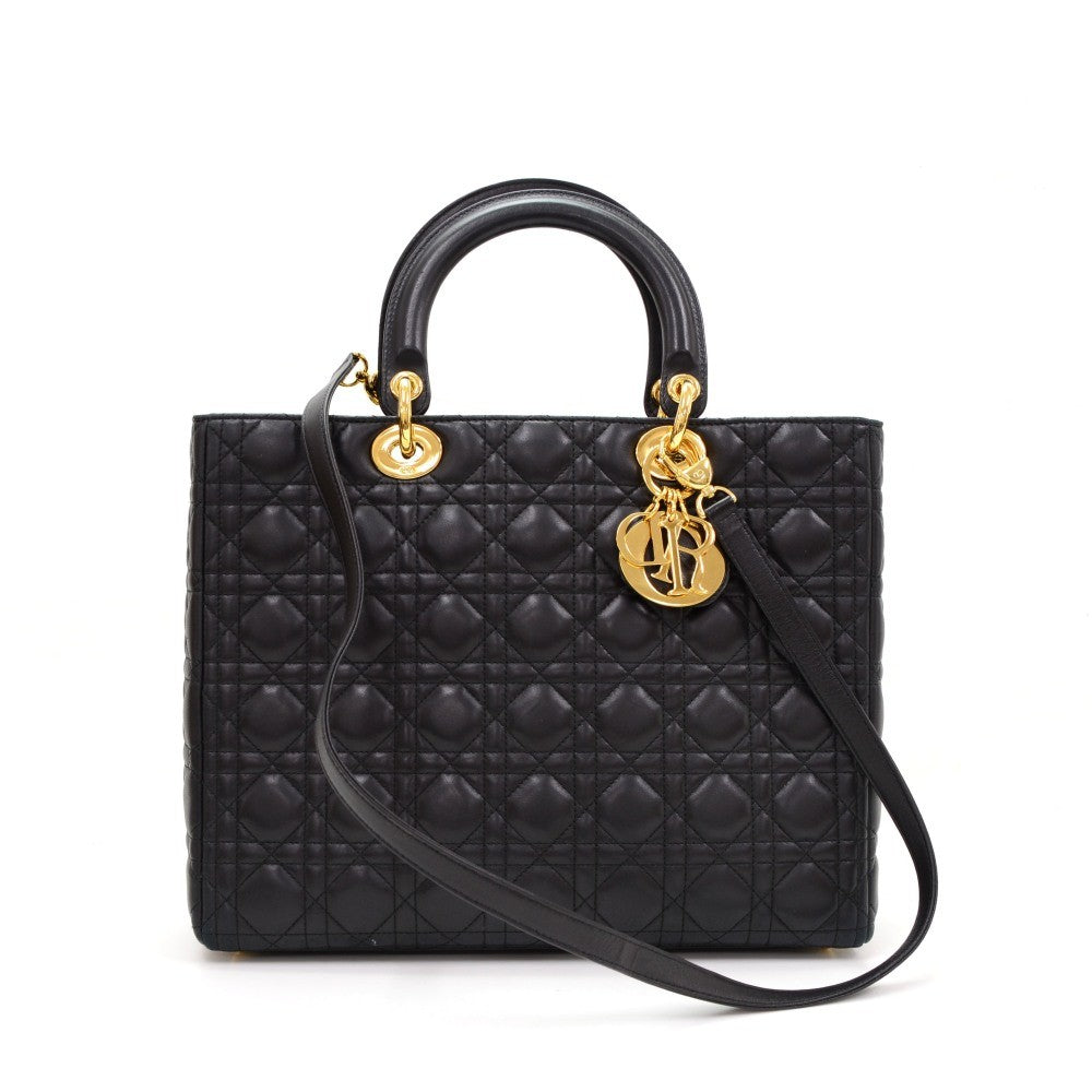 Lady Luxury DiorCannage Quilt Leather Large Bag