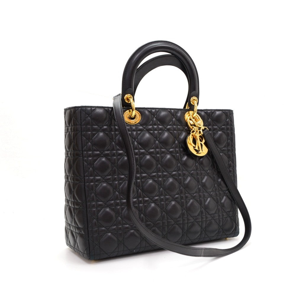 Lady Luxury DiorCannage Quilt Leather Large Bag