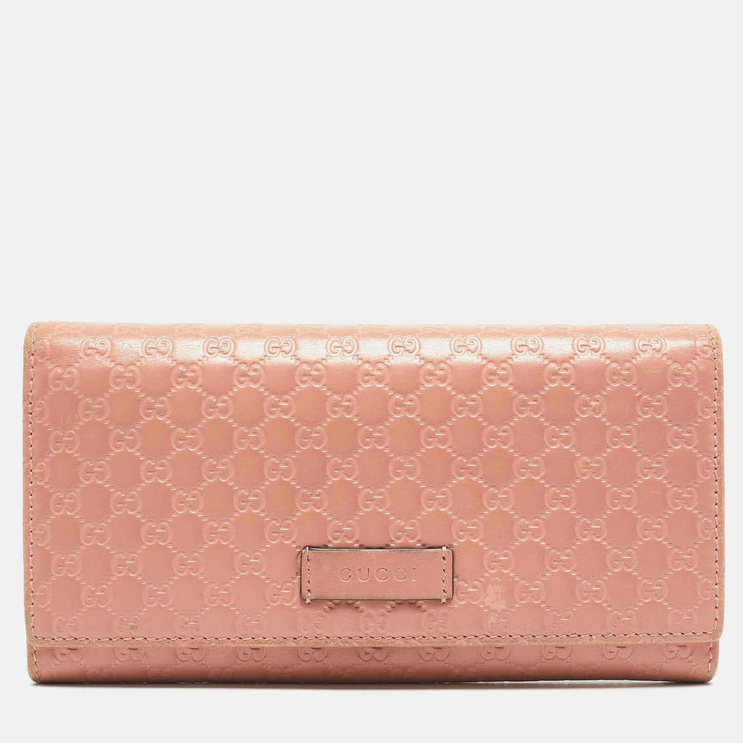 Luxury Gucci Trending 2025 Pink Microgucissima Leather Flap Continental Wallet