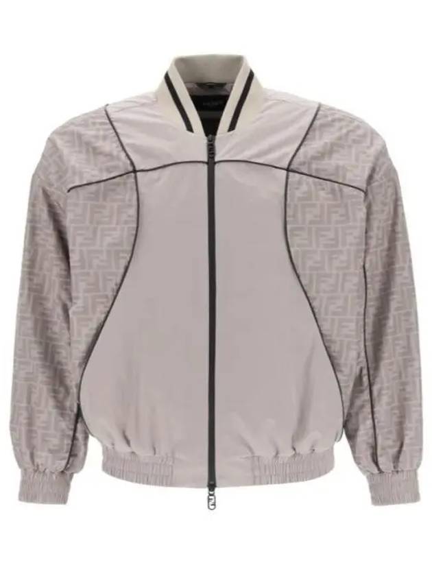 Luxury Fendi FF Nylon Bomber Jacket Beige